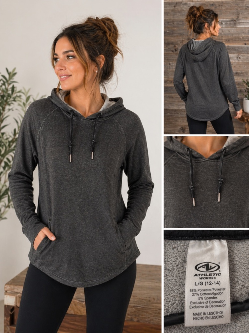 Athletic Works Women's Charcoal Pullover Hoodie LARGE